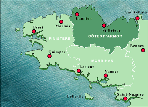 Ferienhaus Bretagne Karte Cotes d´Armor 